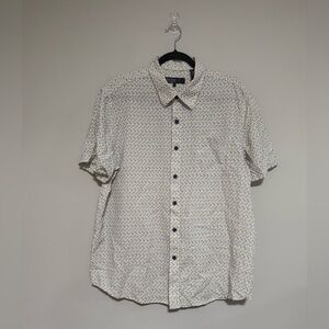 Nat Nast White Nautical Casual Button Down Shirt Size Large Silk Blend Coastal